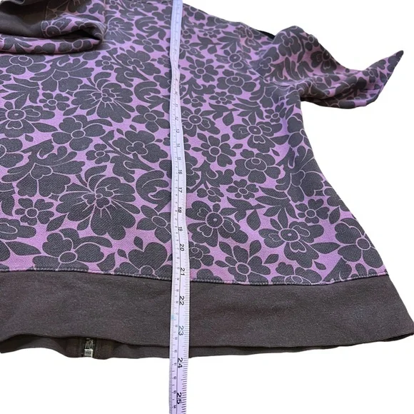 Boden Jacket Sz Large Zip Up Fabric Floral Pink Brown Center Pocket - Picture 5 of 8